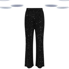 Ex Women's Trousers - Tall Size Velvet Sequin Black