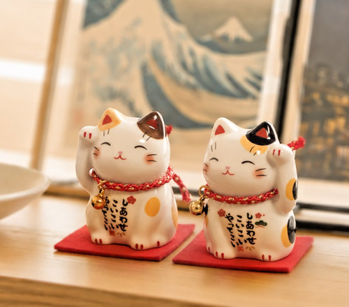 Japanese lucky cat couple pair - couple,