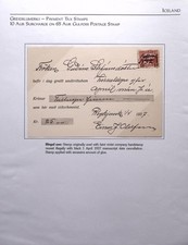 ICELAND: Payment Tax Stamp/Revenue on Card - Ex-Old Time Collection - Album Page