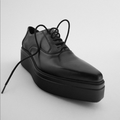 Zara black leather derby - zara,
