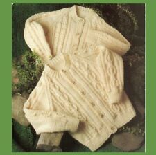 Toddlers Children's Aran Cable Stitch Cardigan Vintage Knitting Pattern Reprint