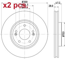X2 PCS FRONT BRAKE DISC ROTOS X2 PCS SET MDC2043 MINTEX I