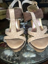 zandra rhodes vintage Shoes Size 6 High Platforms In Beige And Brown