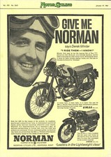 1961 Advert NORMAN 'B4 250cc Sports Twin' Motorcycle DEREK MINTER Print Ephemera