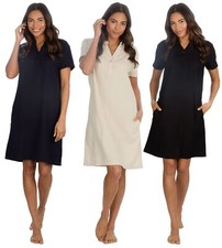 Ladies Linen Dress Lightweight Short Sleeve Collared Shirt Summer Dresses
