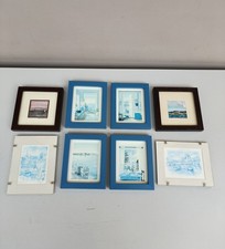 Small Vintage Prints Blue & Brown Wooden Frames X8 Harbour Theme Seascape Bundle