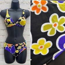 Vintage 1960s 1970s Deadstock Daisy Psychedelic Bikini 8 Mod