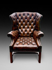 20th Century Leather Wing Armchair