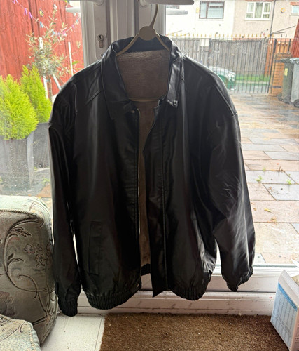 Men black leather bomber - black,
