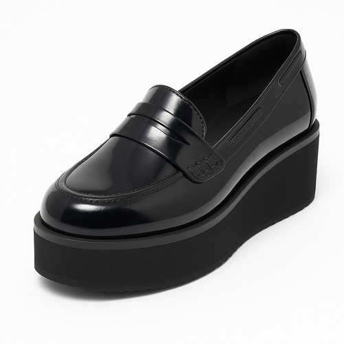 Ladies black chunky loafers - ladies,
