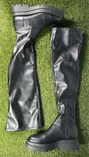 F&F Boots Over Knee High Platform Black Casual Gothic Punk Size UK 6 / EU 39