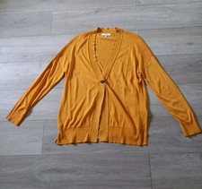 Next Mustard Gold Fine Stretch Long Sleeved Cardigan Smart Casual Size M UK14/16