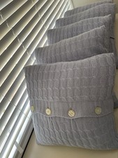 6 Blue Knitted & Buttoned