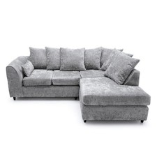 Corner 4 Seater Sofa Chenille l-Shape Modern Couch BEIGE & LIGHT GREY ,Footstool