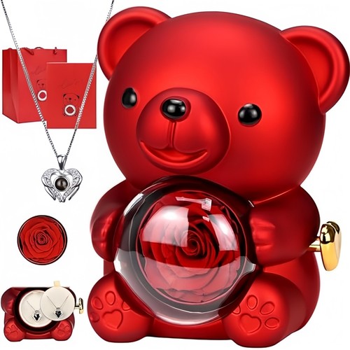 Eternal rose bear necklace - eternal,