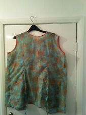 Ladies Vintage Rustly Nylon Overall 1960s style Pinny Green + Floral Pattern  