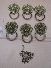 SET OF SIX BRASS LION HEAD