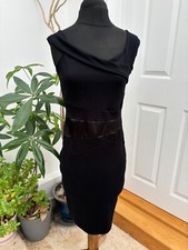 Lipsy Dress Women's Size 12 Black Pencil Wiggle Bodycon Little Black Dress