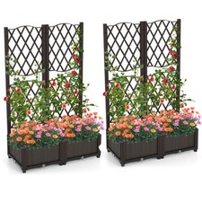 Set of 2 PE Rattan Raised