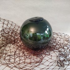 Vintage Green Glass Ball Fishing Float Buoy Nautical Beach Décor 5” diam. approx