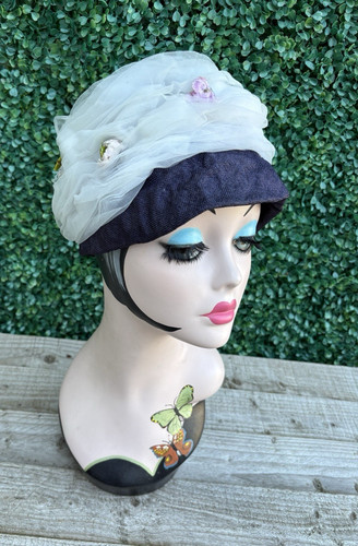 Vintage floral netted - , bonnet