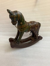 Old Wooden Horse statue, Vintage Rocking Horse Figurines, Animal statue - 10 "