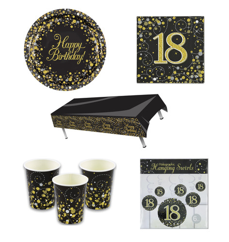 Black gold 18th birthday - black,