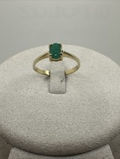 Solid 14ct Yellow Gold Emerald colour Womens Solitaire Ring 