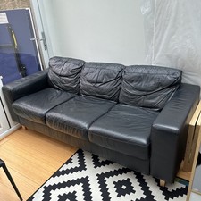 Ikea black leather three - , seat