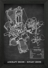 AIRCRAFT ENGINE ROTARY Framed
