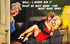 POSTCARD  COMIC  COURTING COUPLE SOFA MOTHER  I NEVER DID      # 2579