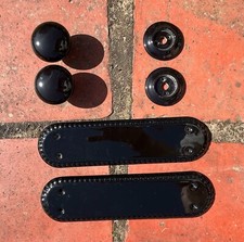 Black ceramic finger plates and door knobs