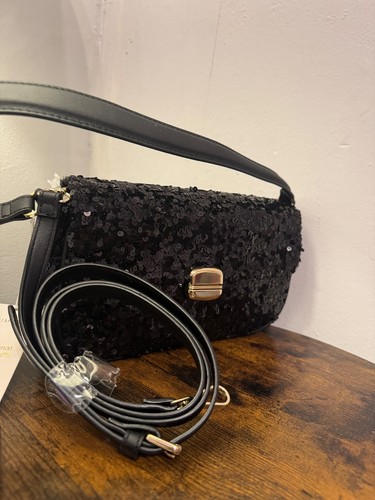 Black sequin womens hand bag - womens,