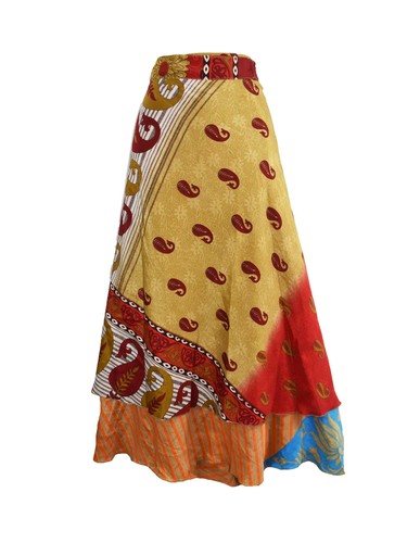 Sari silk wrap skirt - wrap,
