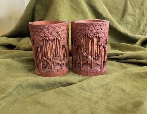 Antique pair chinese carved - antique,