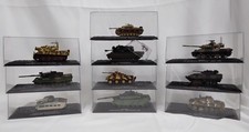 Collection of Diecast Military Tanks in Display Cases (one A/F) - U30b