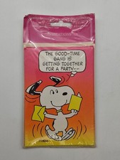 Pack of 6 Hallmark Snoopy Peanuts Party Invitations The Good-Time Gang - Unused