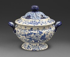 A Blue & White Earthenware Soup Tureen and Cover, W Ridgway, C1830,