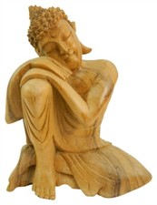 Wooden Buddha Carving - Hand Carved Thai Meditating Buddha 30cm