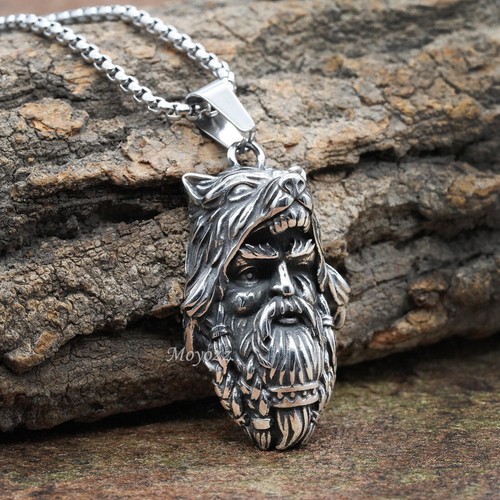 Men retro viking - tribal, wolf