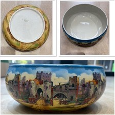 Vintage art deco Newhall Pottery "Tower of London" bowl