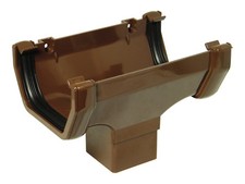 Floplast Guttering ROS1BR 114mm Square Line - Running Outlet - Brown