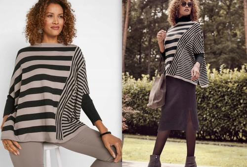 Evans stripe jumper asymmetric - stripe,