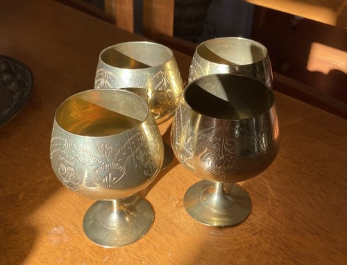 Brass goblets 4in high - goblets,