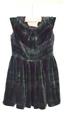 Jigsaw Girls Dress Velvet Silk Blend Black Tartan Checked Party age  6 7 Yrs