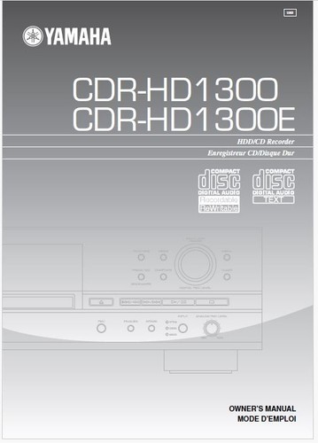 Yamaha cdr hd1300 - yamaha, hdd