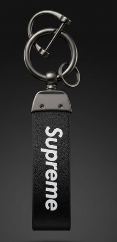 Supreme leather keychain black - keychain,