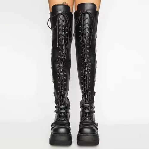 Black gothic over knee - black,
