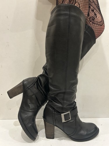 New look black leather knee - leather,