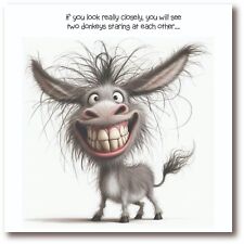 Birthday Card - Two Donkeys Staring - Funny Rude Adult Humour - BW0074